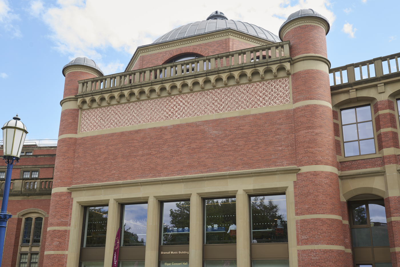 Theme and Variation ceramic frieze by Peter Randall-Page in context of Bramall Music Building