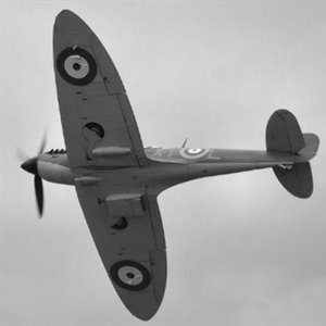 A spitfire plane in flight