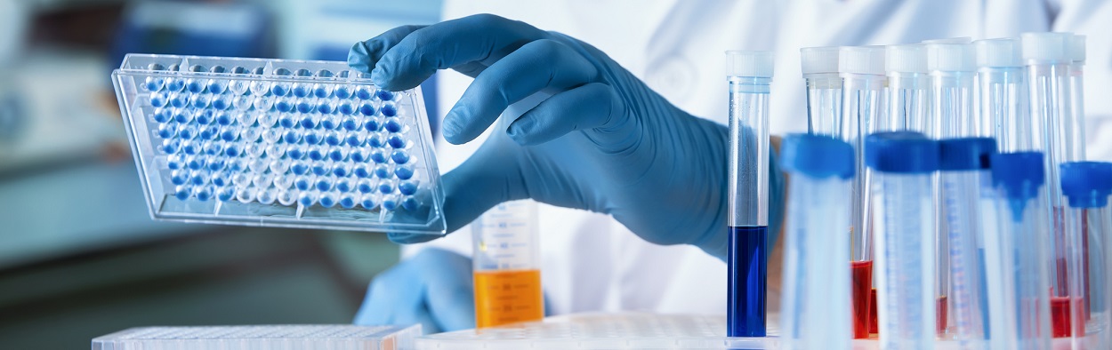 Viewing test tubes in a lab