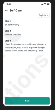 Phone screen with AI-generated numbered steps with wound care advice