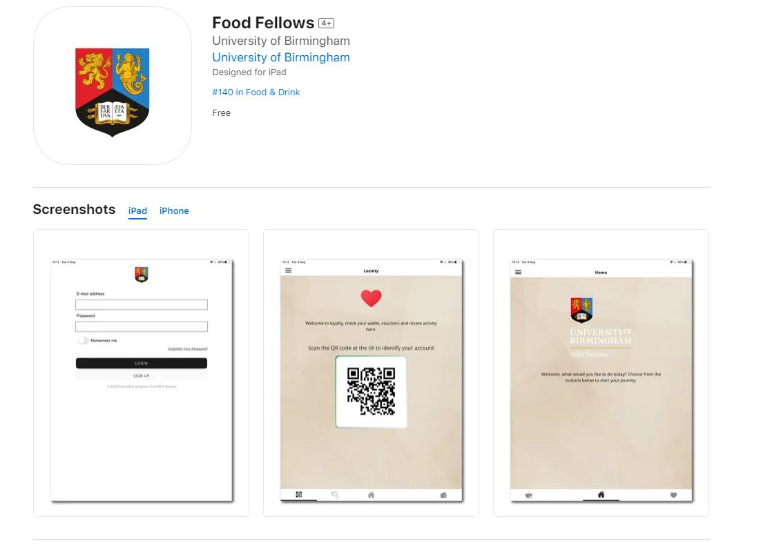 Screenshot of the Food Fellows App on the App Store