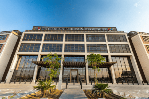 The entrance to the Dubai campus main building