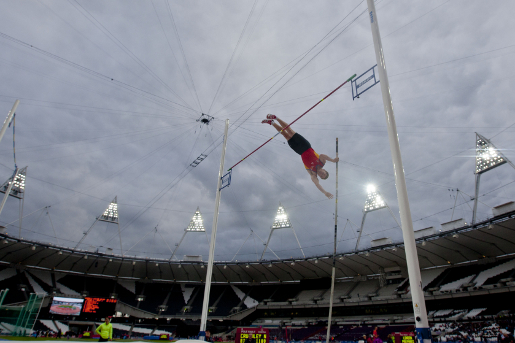 Nick Cruchley wins the pole vault at the BUCS championships