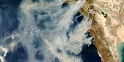 Satellite image of Californian wildfires