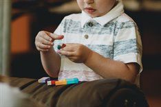 child playing with blocks