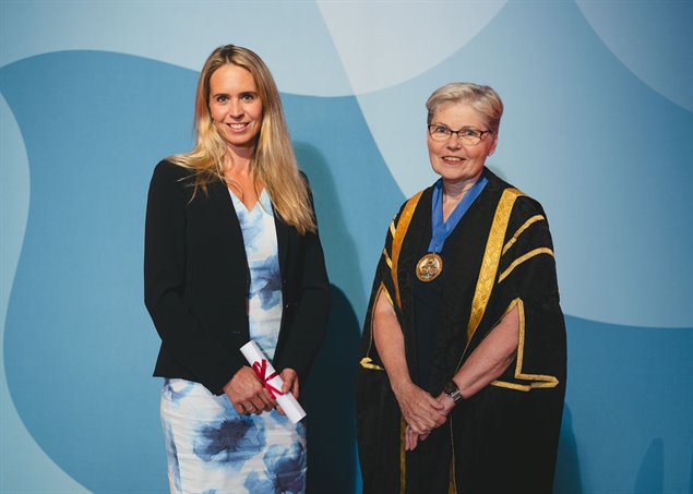 Professor Alex Sinclair, (left), and Dr Felicity Gabbay, FPM President (right)