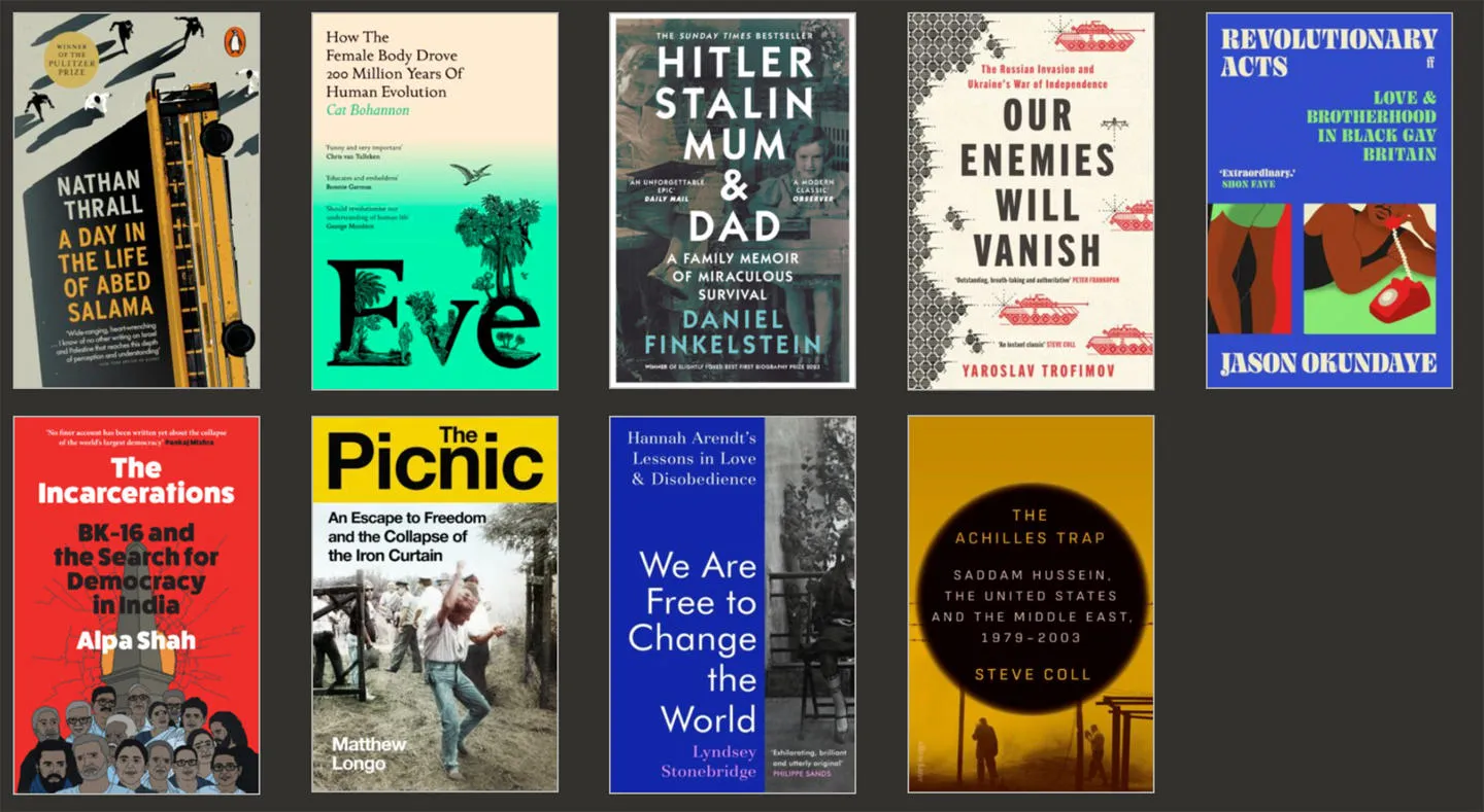 Book covers of the 9 finalists for the prize
