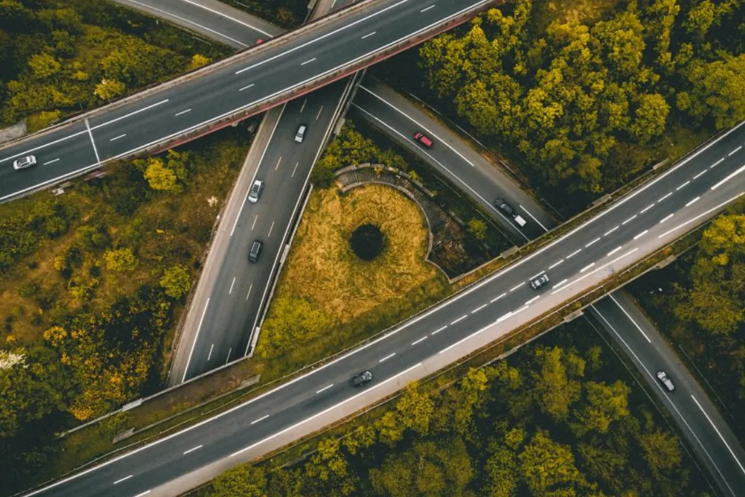 Ariel view of some roads.