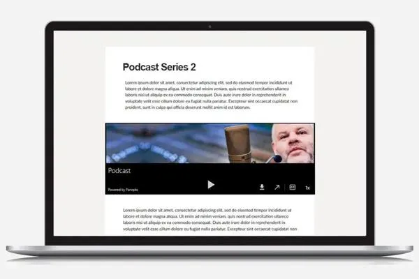 aptop showing a web page that says 'Podcast Series 2'