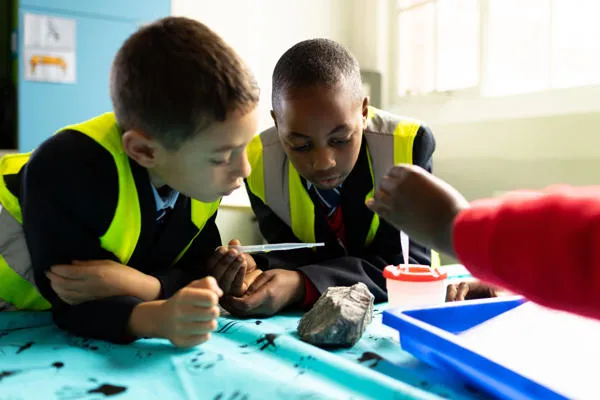 Pupils in a workshop.