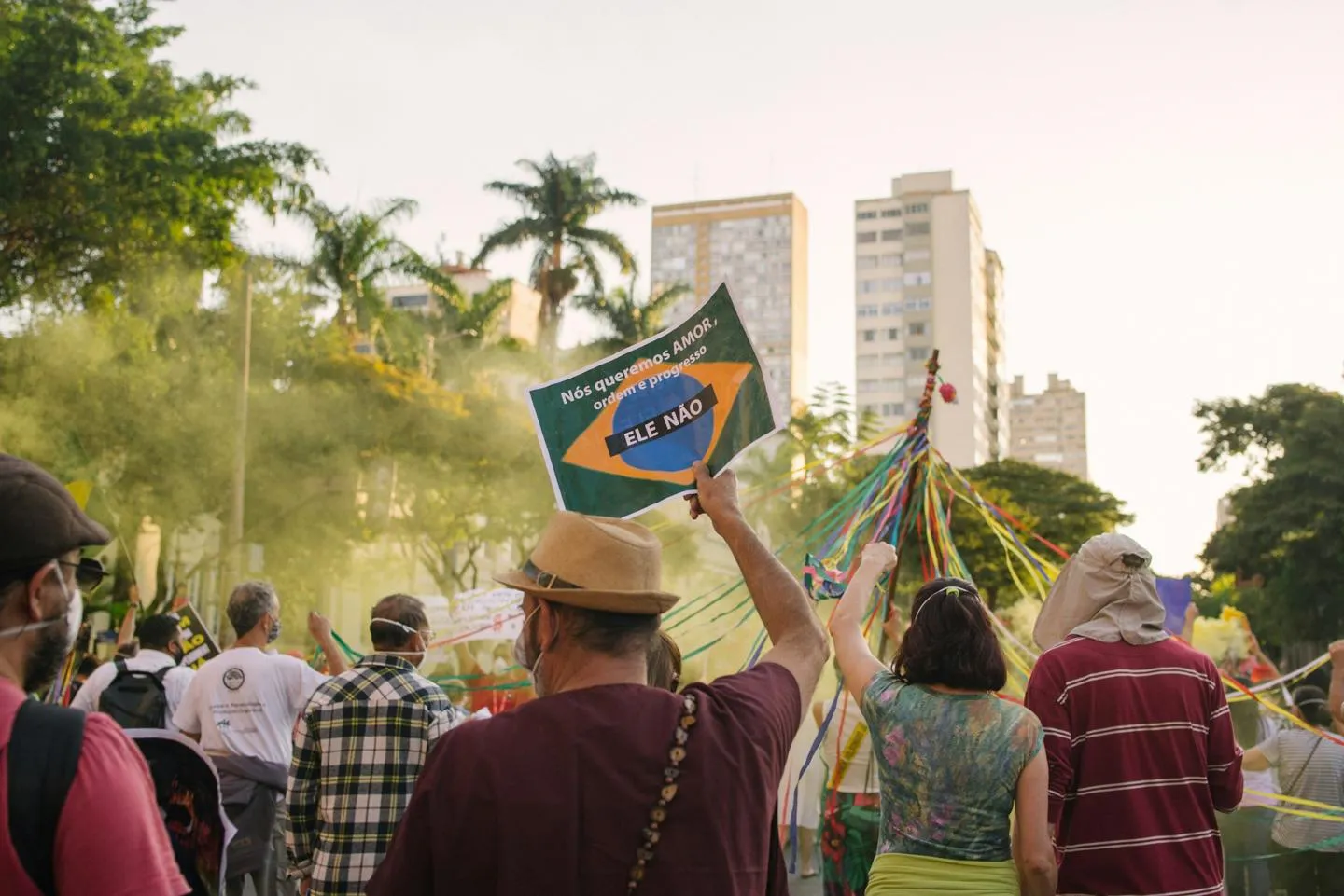 Protestors at a political rally in Brazil