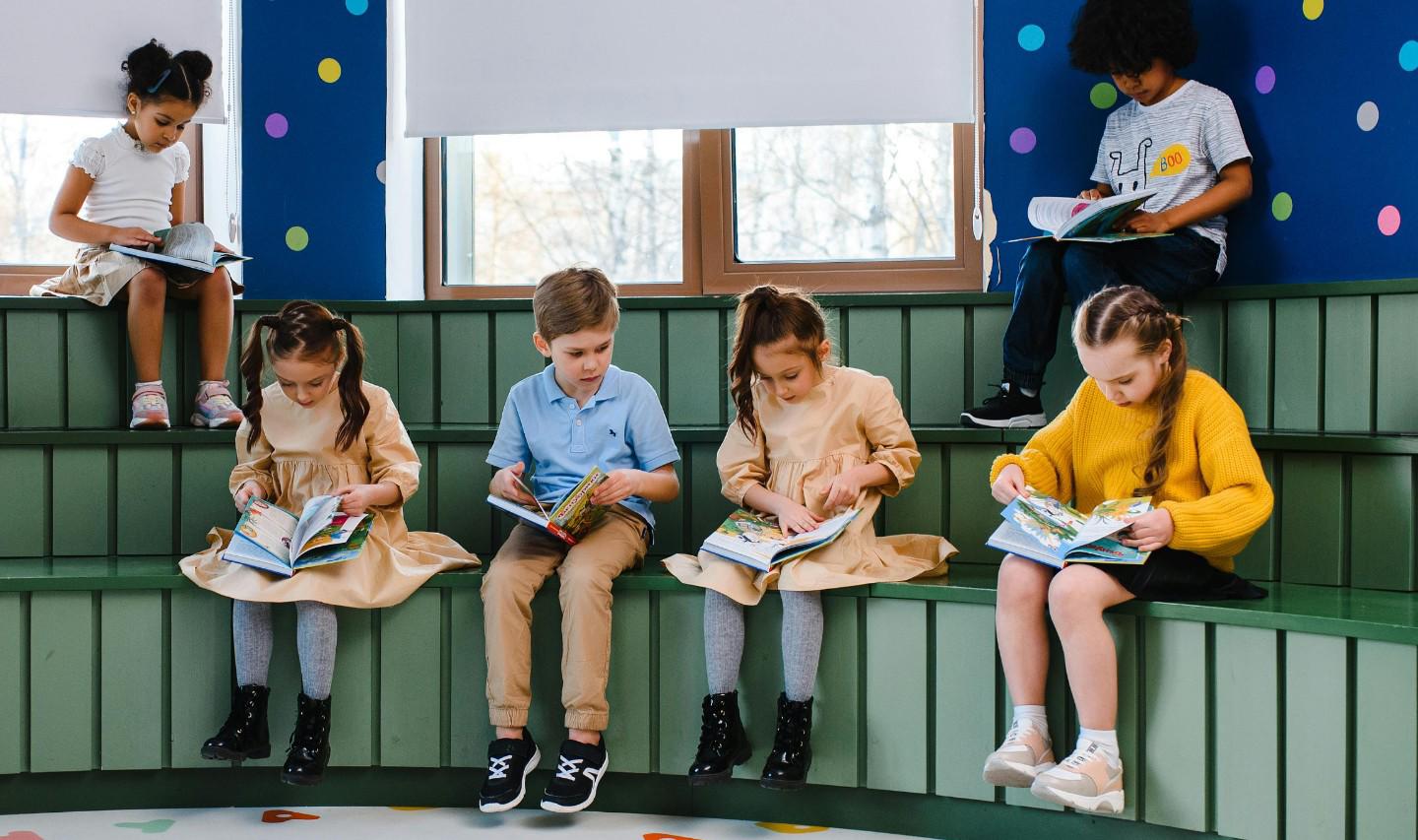 Group of children reading