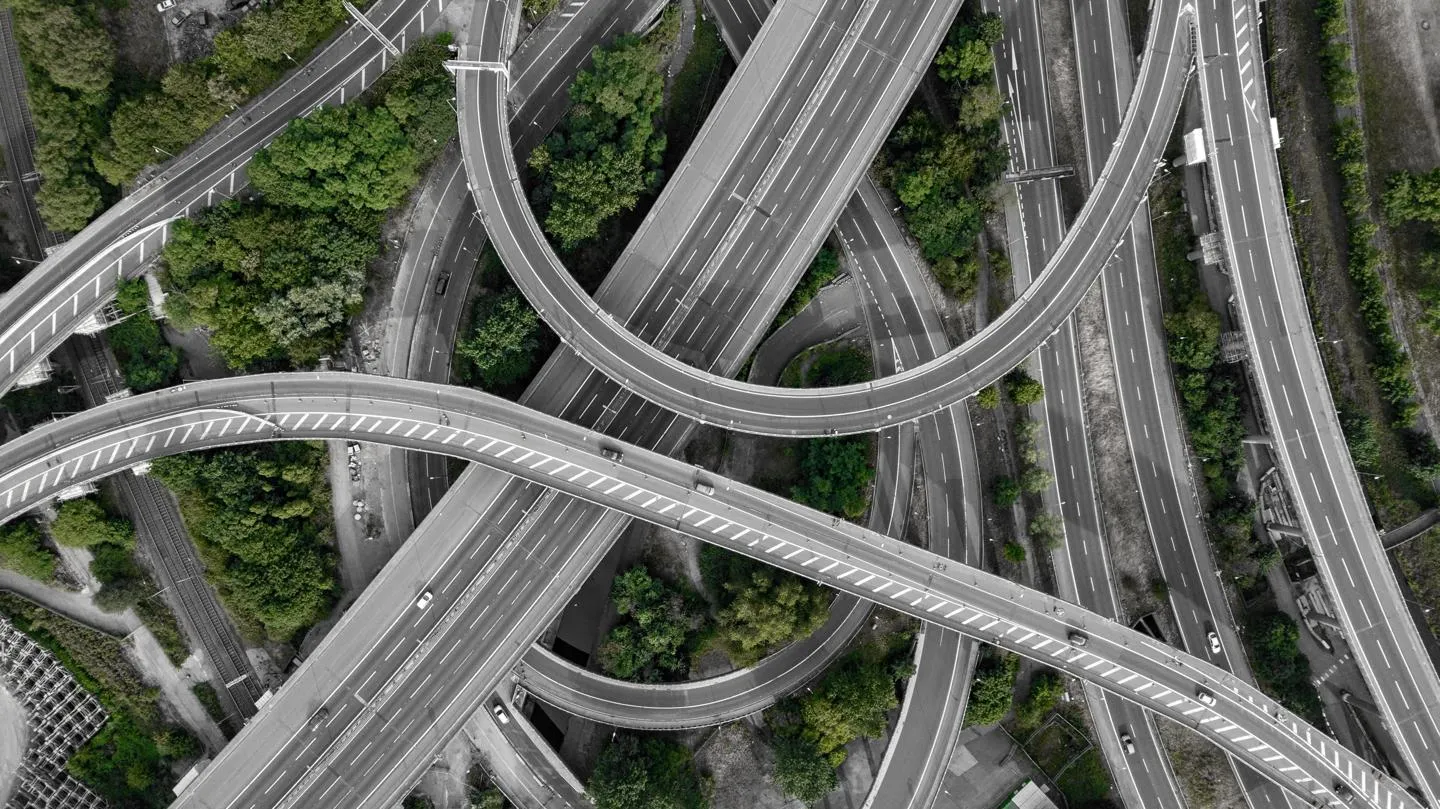 Aerial view of 'Spaghetti Junction' in Birmingham