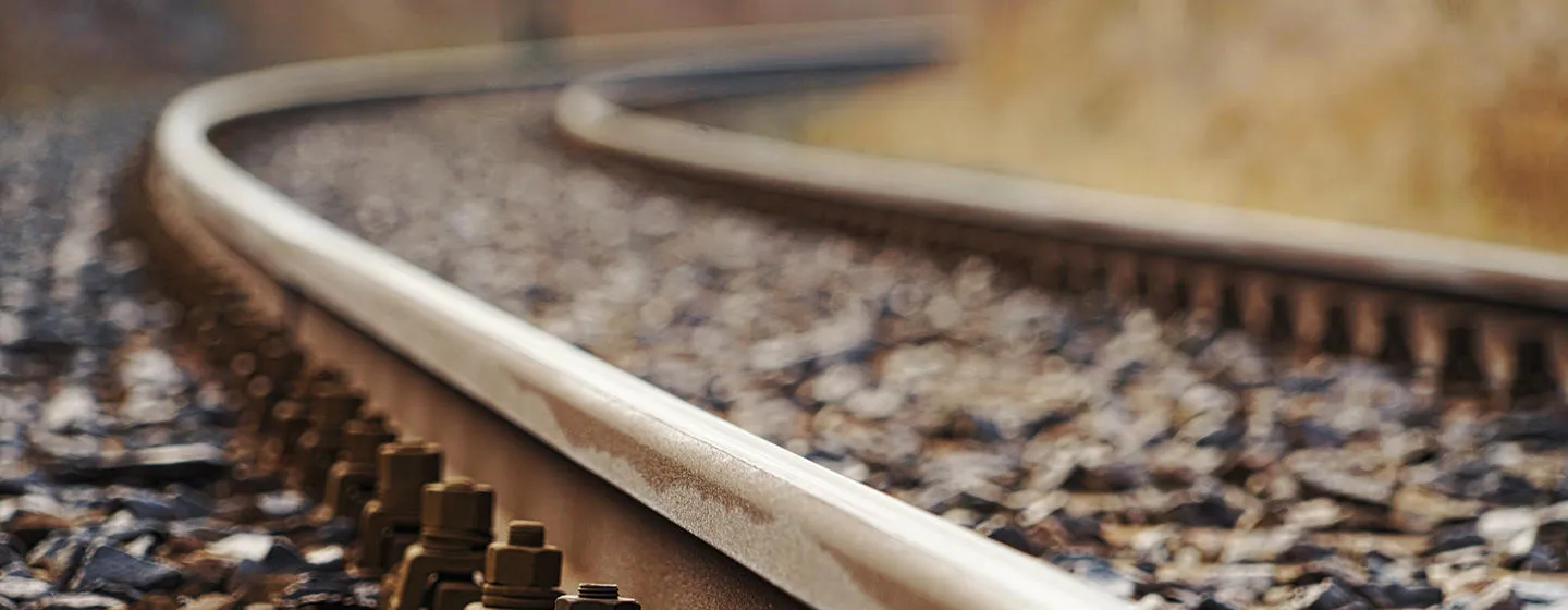 A stock image of a railway track in close up.