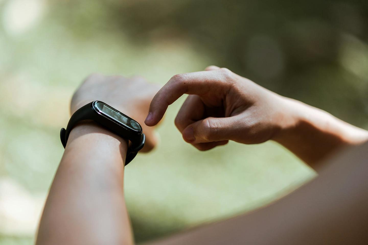 Woman wearing smartwatch